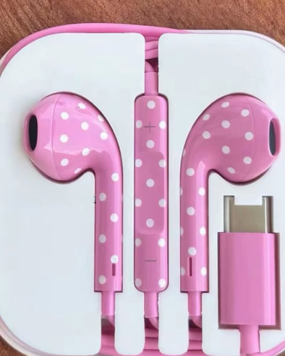 Polka Dot Wired Earphones